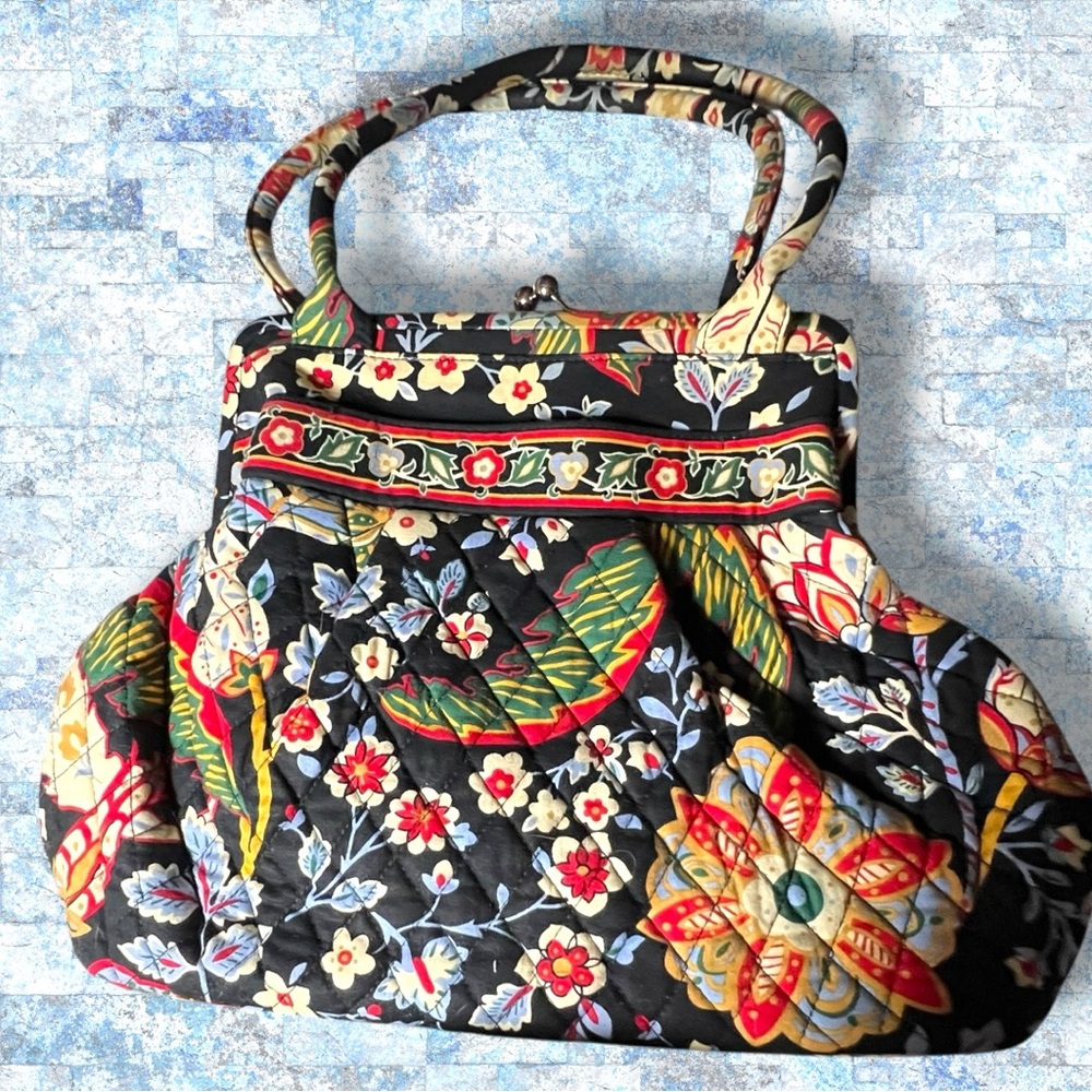 Vera Bradley Floral Alice in Versailles print. Shoulder Bag - Black, Red, Green - Picture 11 of 11